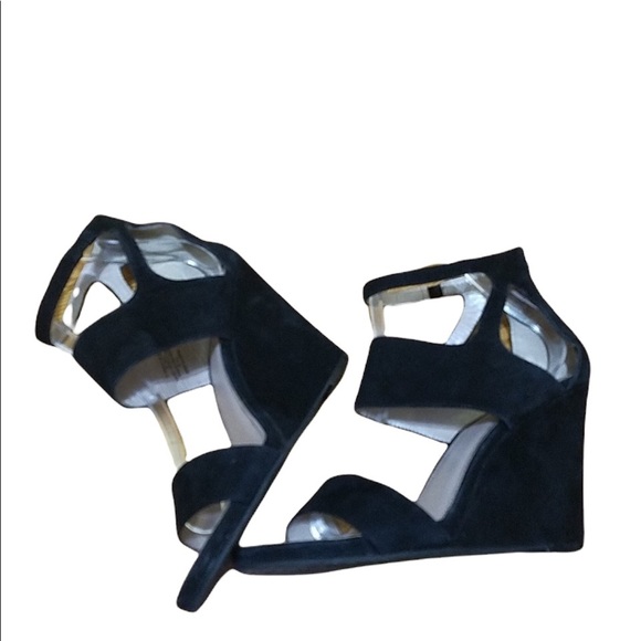 DKNY Suede Leather Black Wedges Size 8.5 - Picture 7 of 13